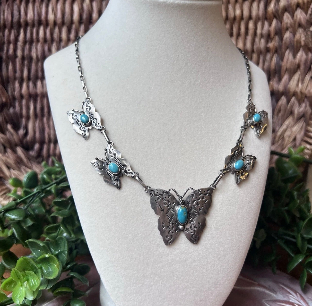 Kingman Turquoise Butterfly Station Necklace