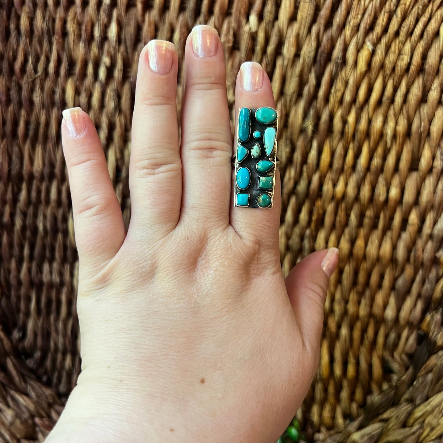 Kingman Turquoise Cluster Statement Ring | Sterling Silver Size 7