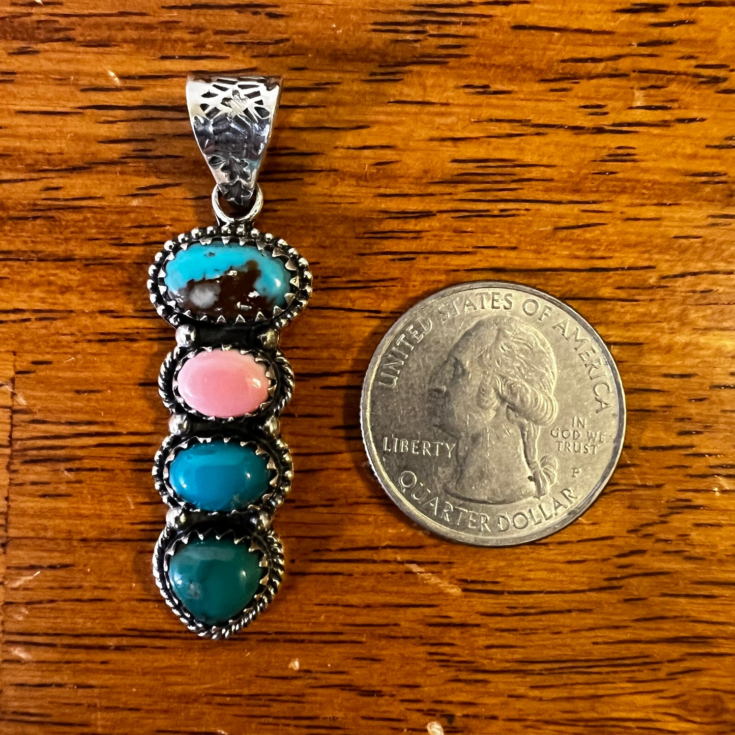 Kingman Turquoise & Queen Conch Multi-Stone Pendant – Sterling Silver Statement