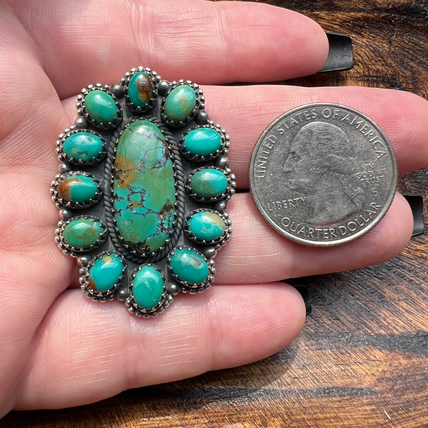 Kingman Turquoise Collector Cluster Ring Size 8.75