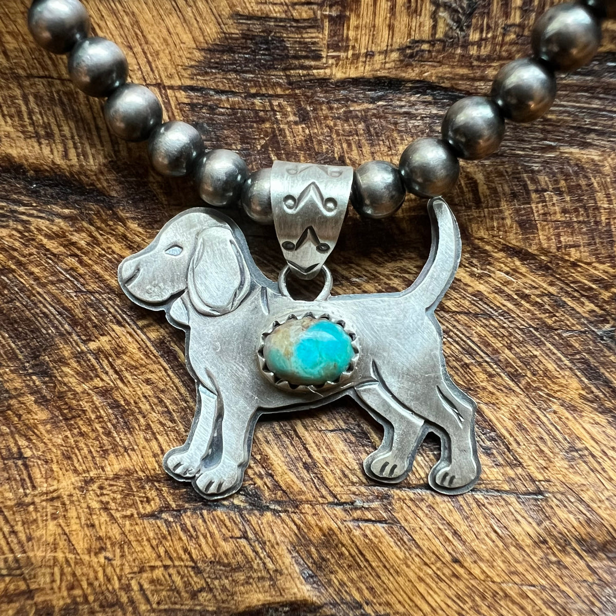 Sterling Silver Dog Pendant – Spiny Oyster, Turquoise or Queen Conch