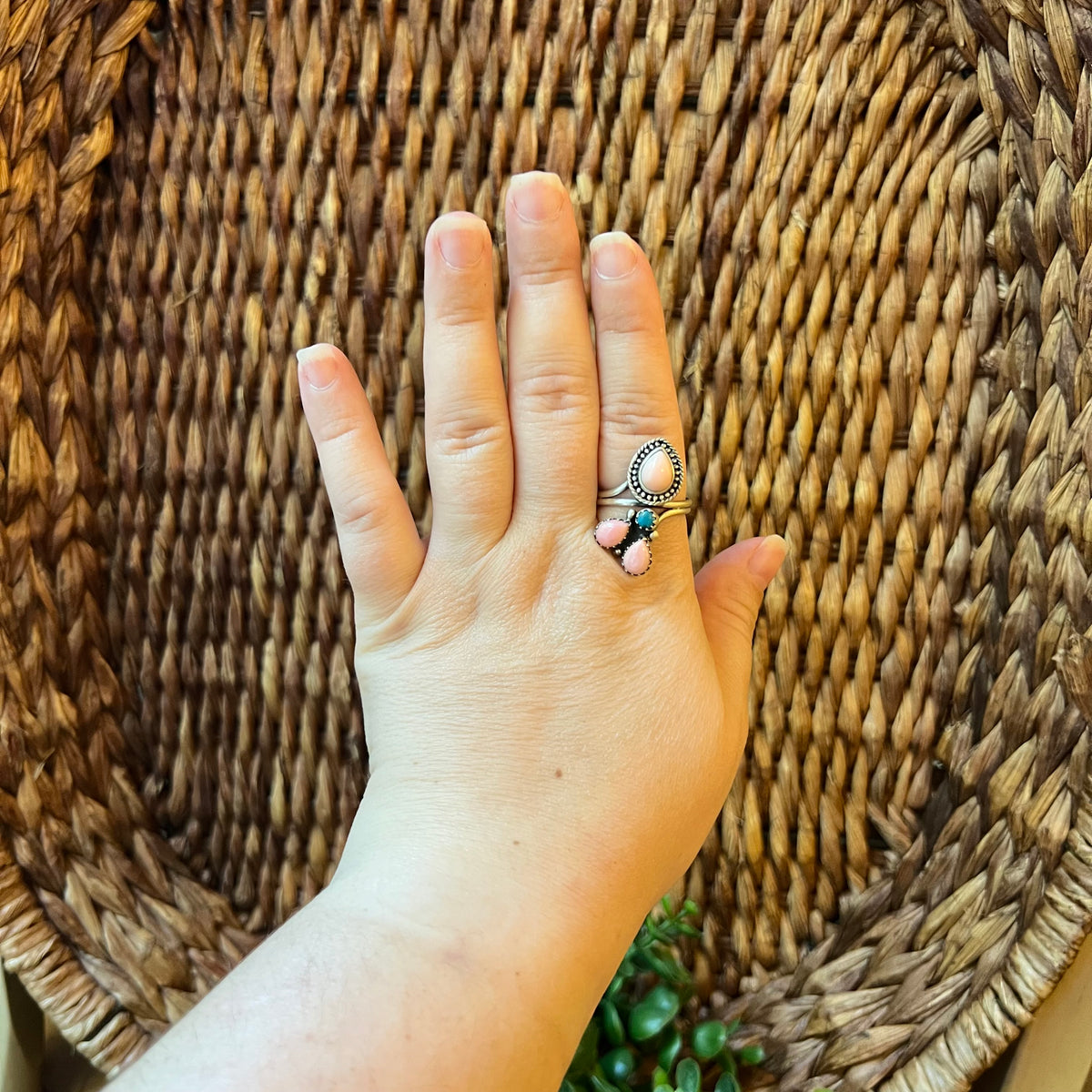 Sterling Silver Queen Conch & Turquoise Statement Ring – Size 10