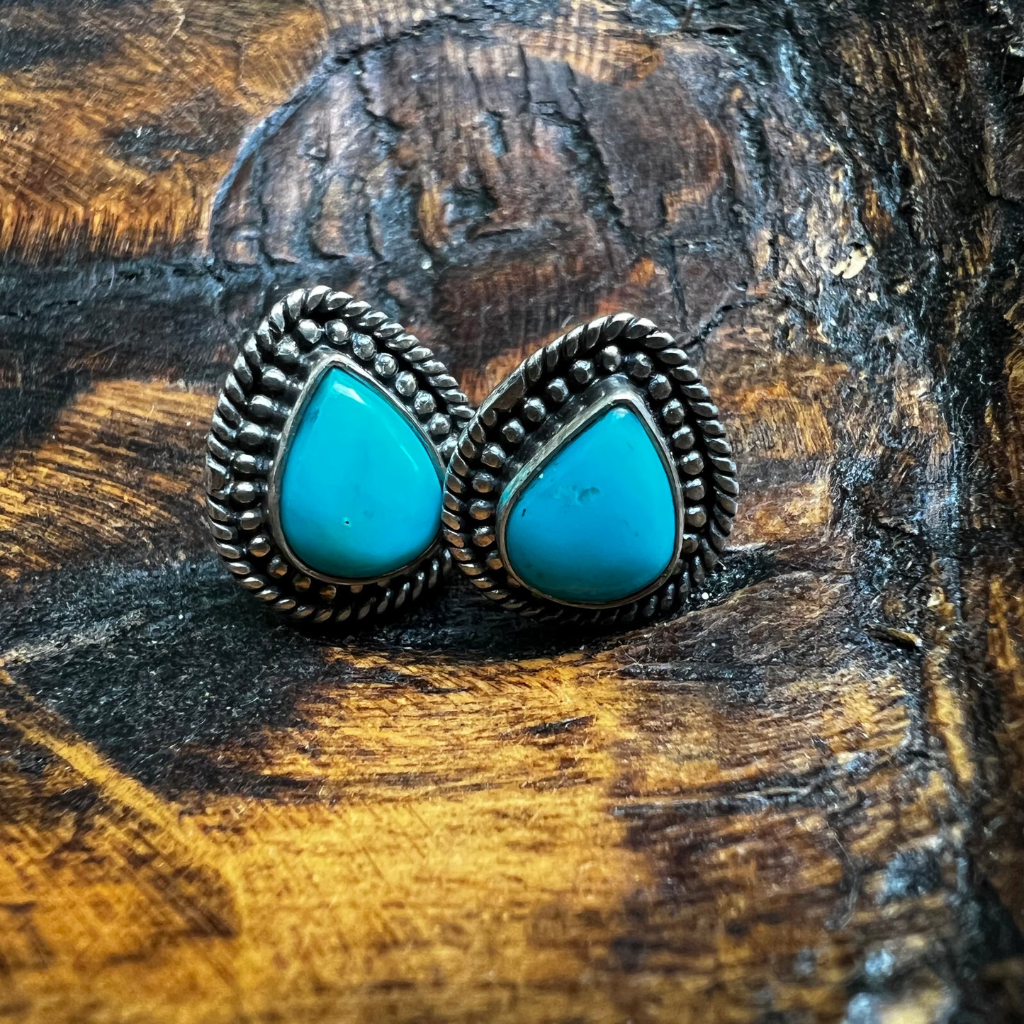 Sterling Silver & Kingman Turquoise Post Back Earrings