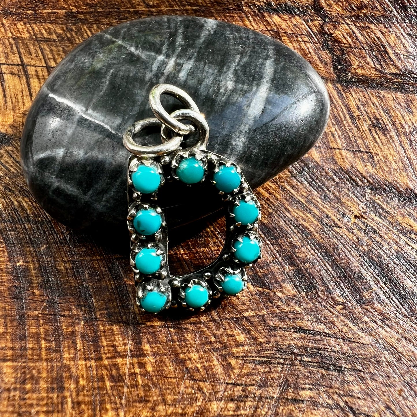 Kingman Turquoise Initial D Pendant Sterling Silver 925 Letter Charm