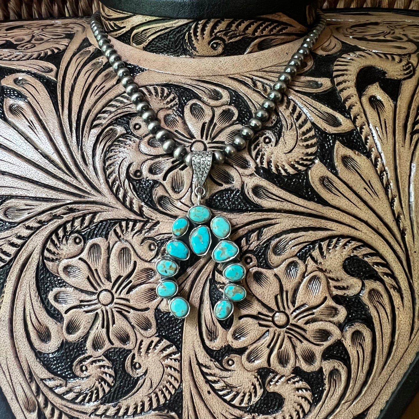 Sterling Silver Kingman Turquoise Naja Pendant