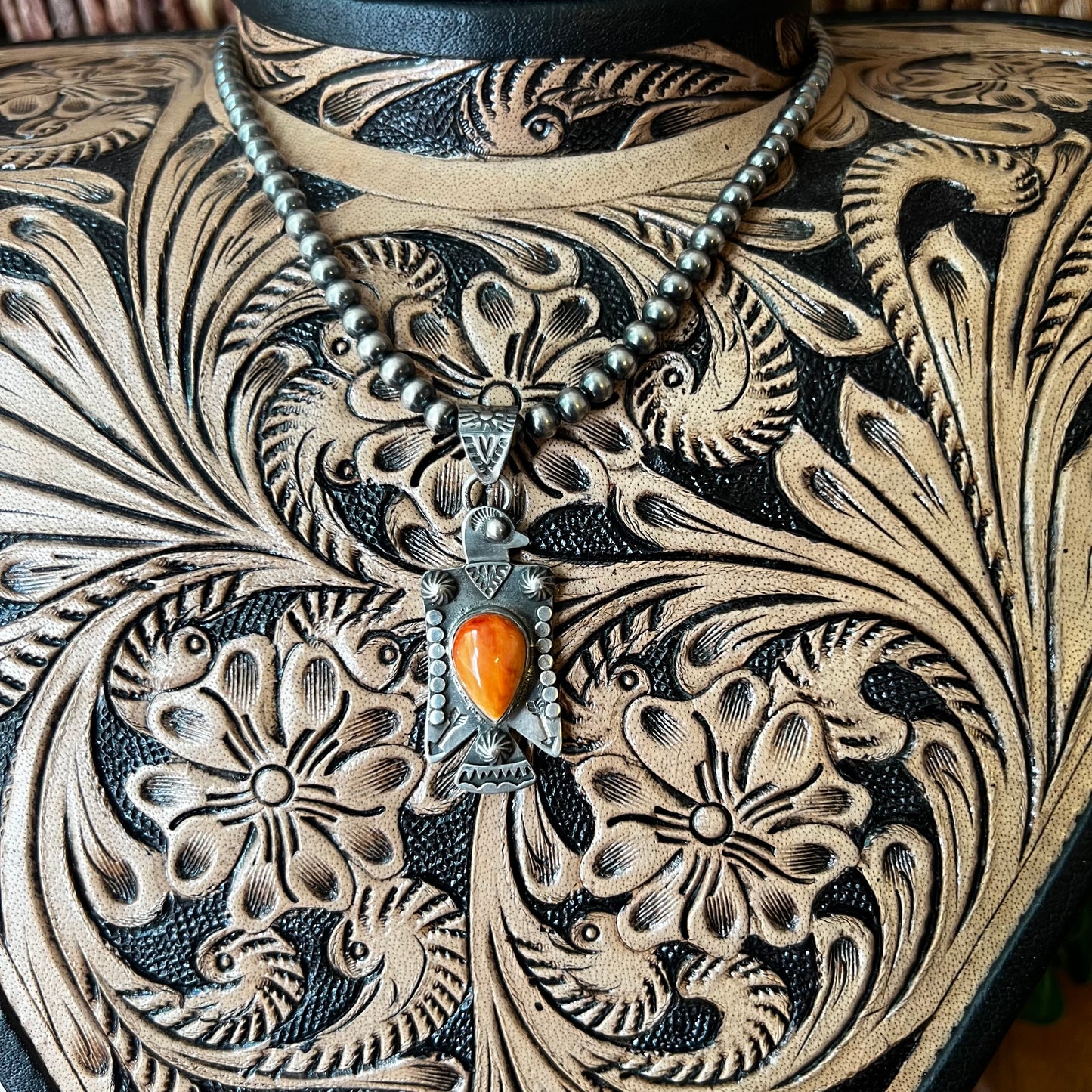 Sterling Silver Spiny Oyster Thunderbird Pendant