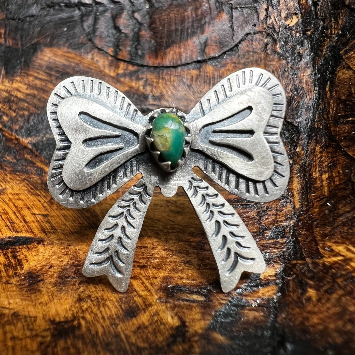 Sterling Silver Kingman Turquoise Bow Ring – Adjustable Size 10