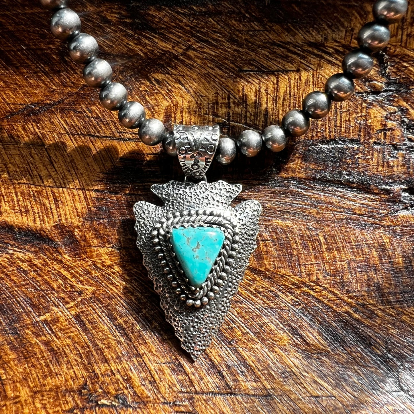 Kingman Turquoise Arrowhead Sterling Silver Pendant