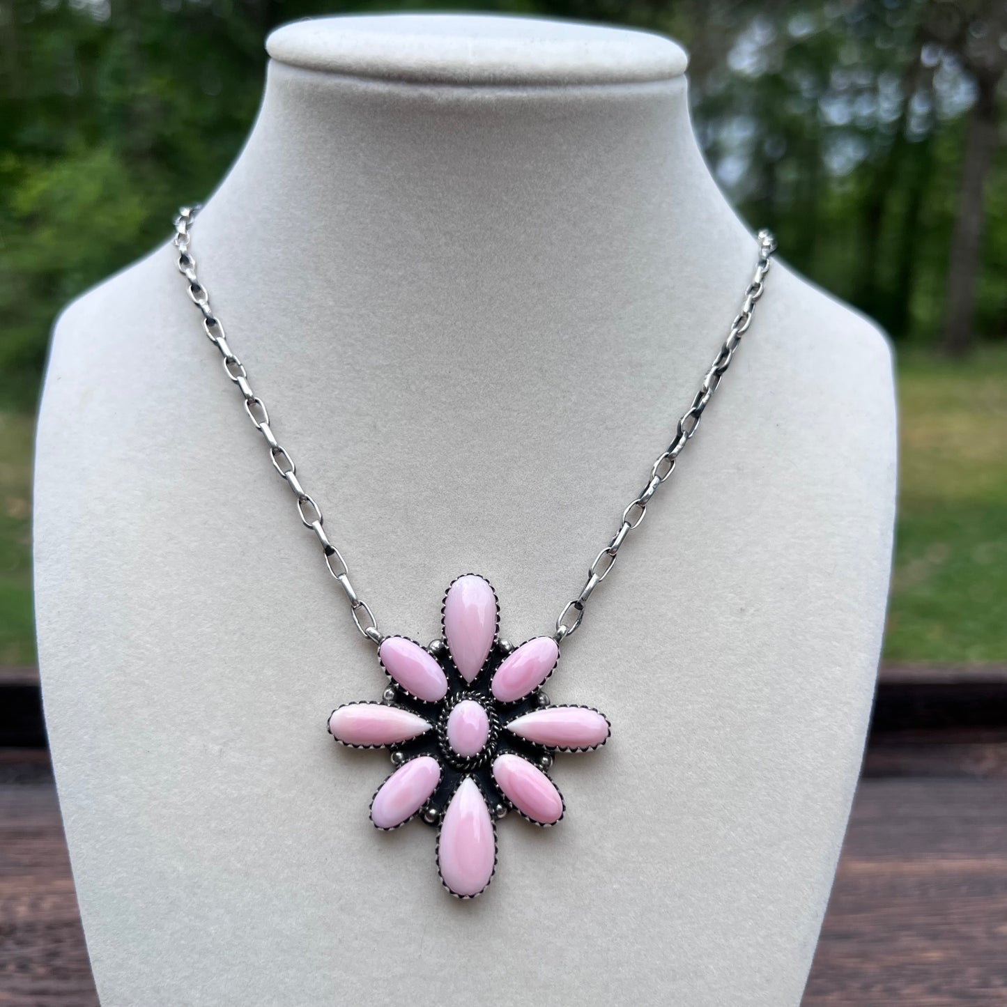 Pink Conch Cluster Statement Necklace
Necklace Only – Ring Sold Separately