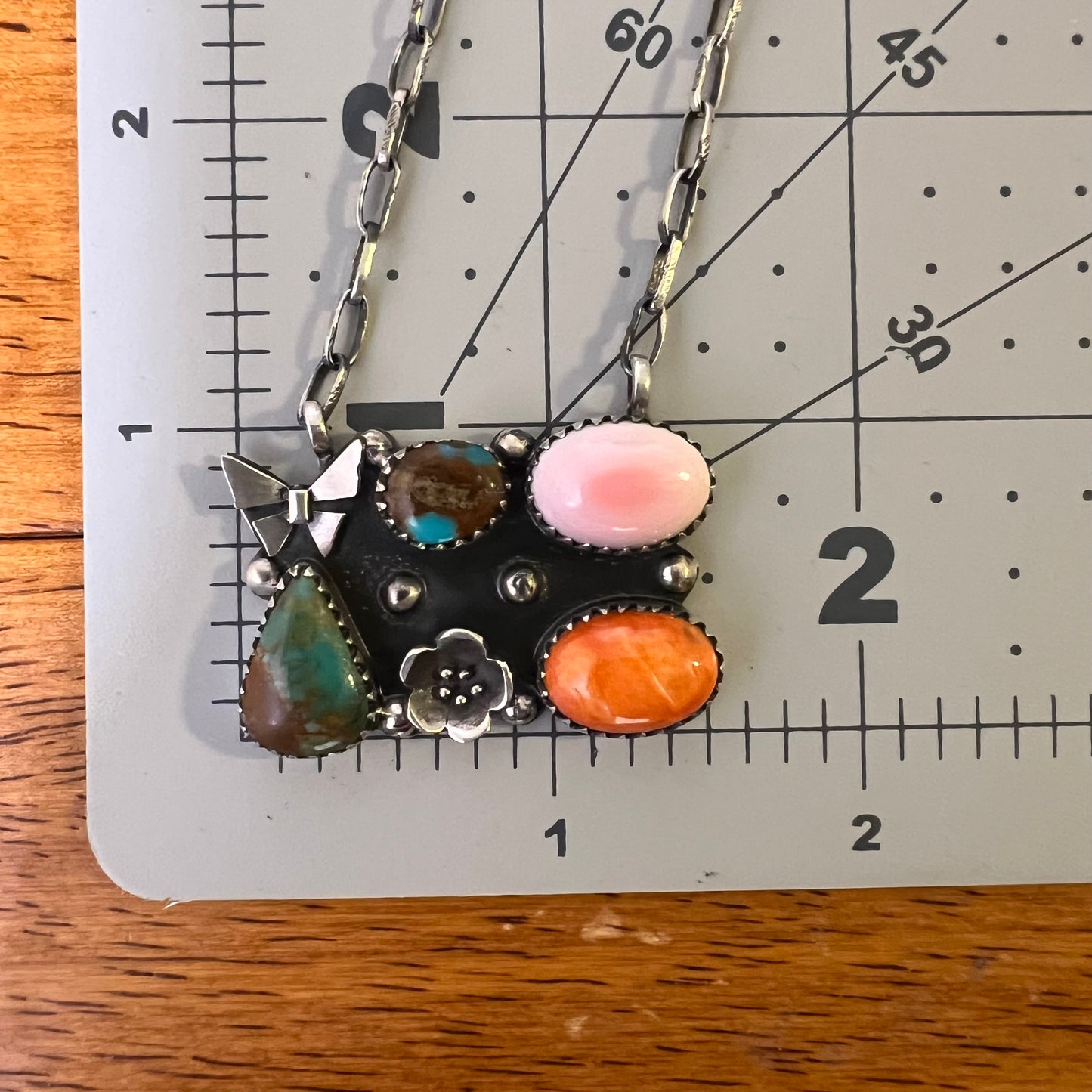 Sterling Silver Multistone Turquoise Bar Necklace