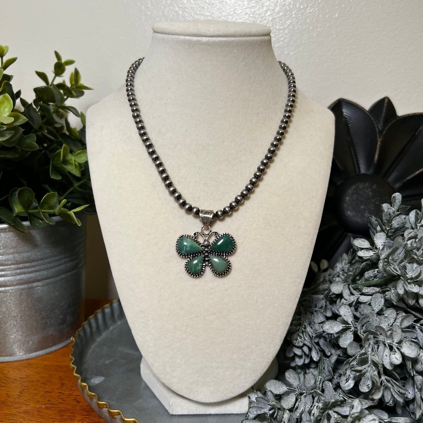 Kingman Turquoise Butterfly Pendant – Sterling Silver