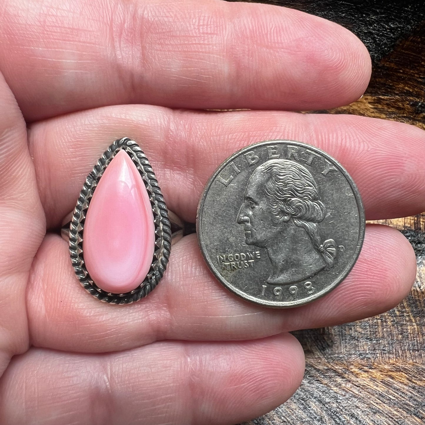 Sterling Silver Queen Conch Ring Size 8 Pink Conch Teardrop Statement