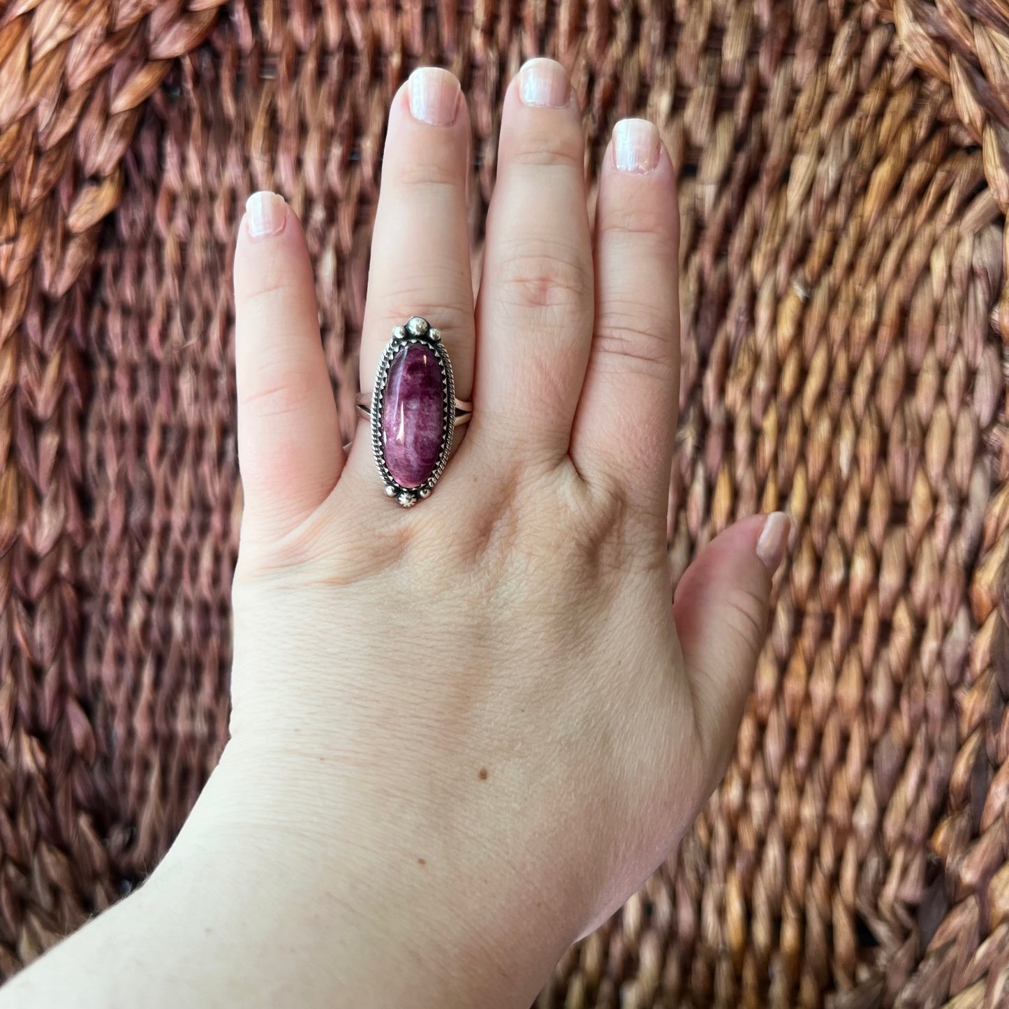 Purple Spiny Oyster Sterling Silver Statement Ring – Size 9