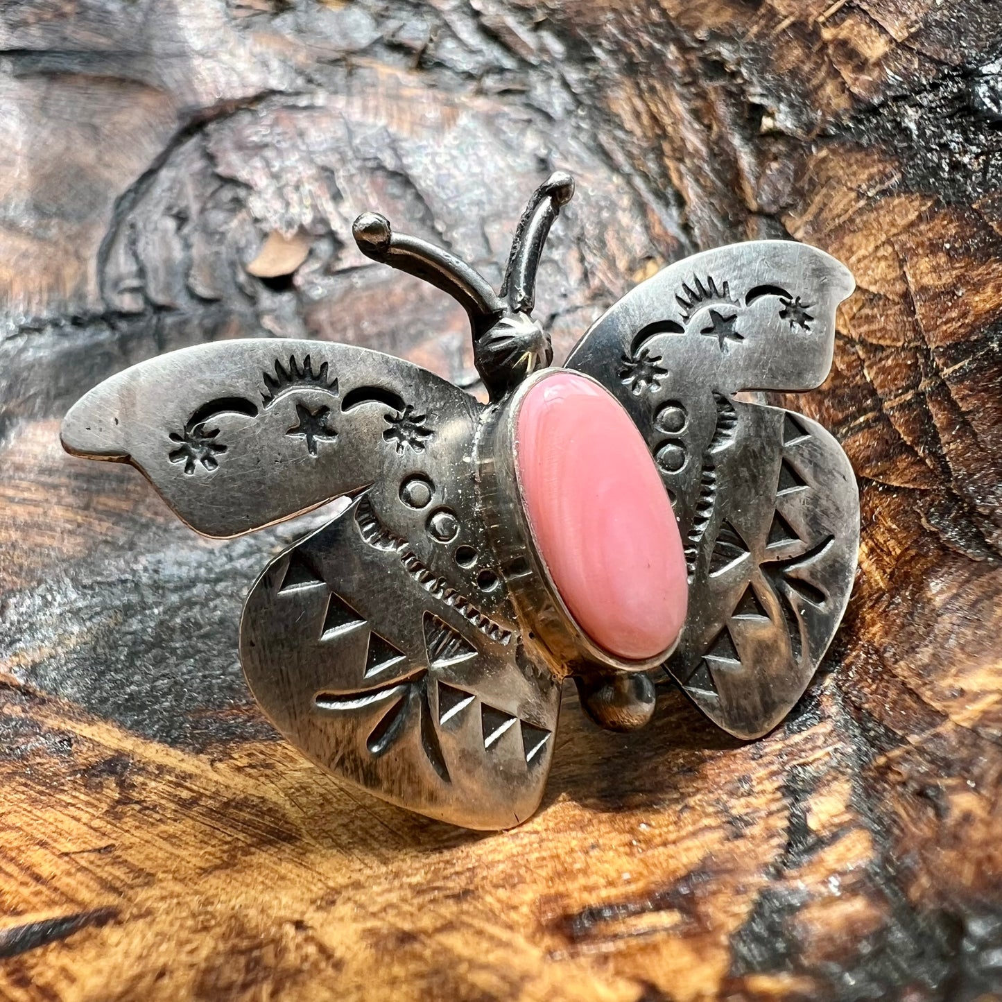 Pink Queen Conch Moth Ring – Sterling Silver Southwestern Statement Ring