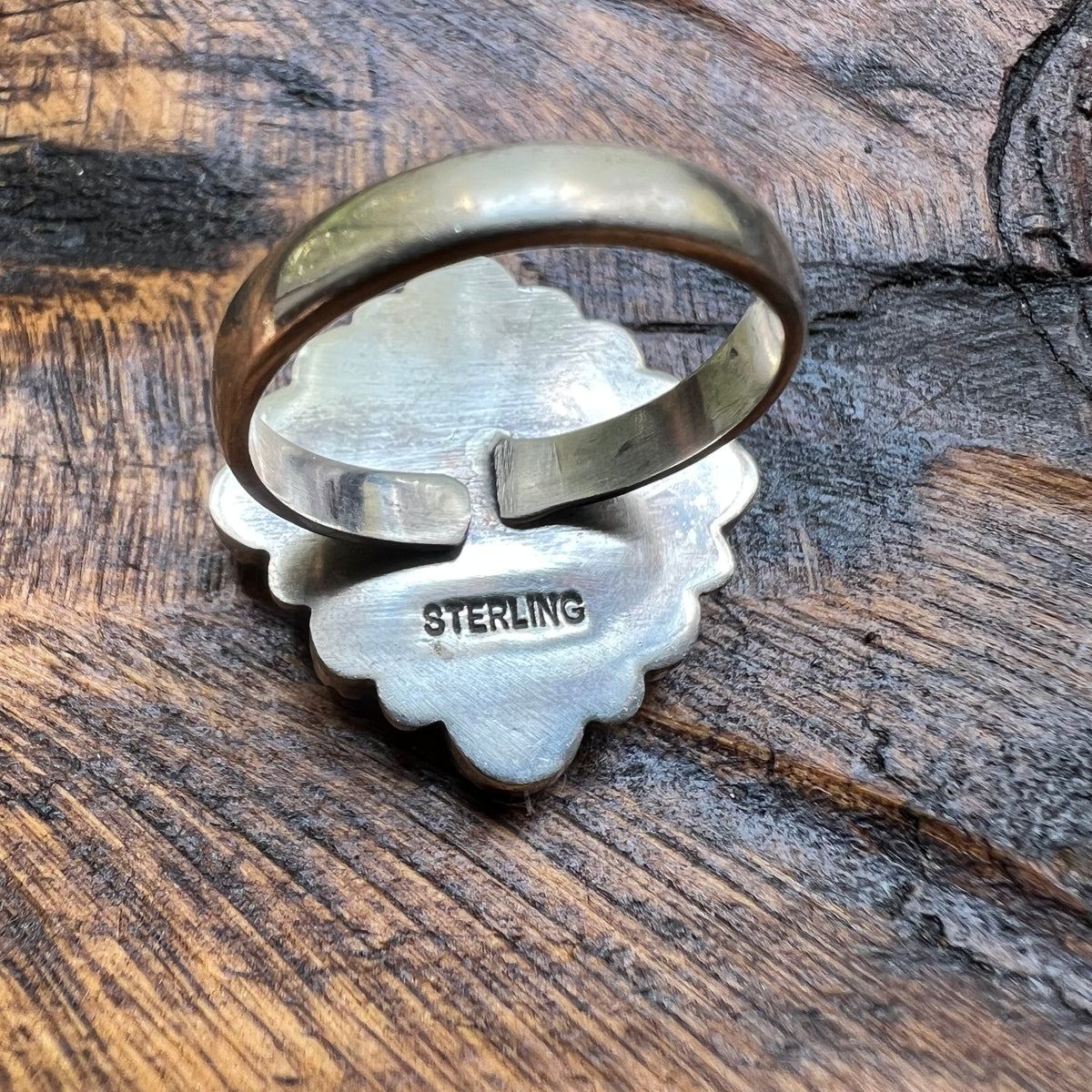Sterling Silver Kingman Turquoise, Spiny Oyster & Queen Conch Cluster Ring – Size 10 Adjustable