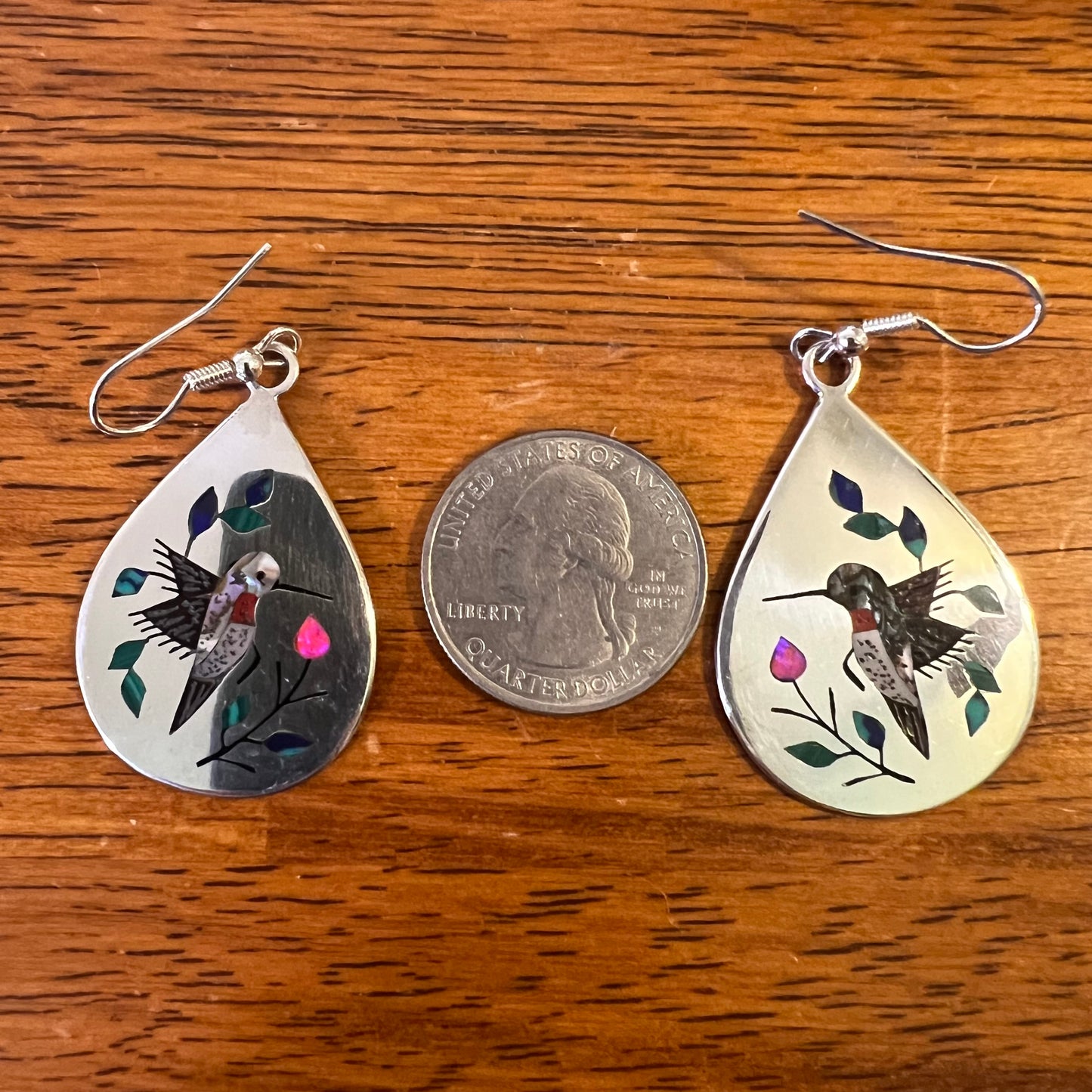 Raymond Boyd Sterling Silver Hummingbird Inlay Earrings