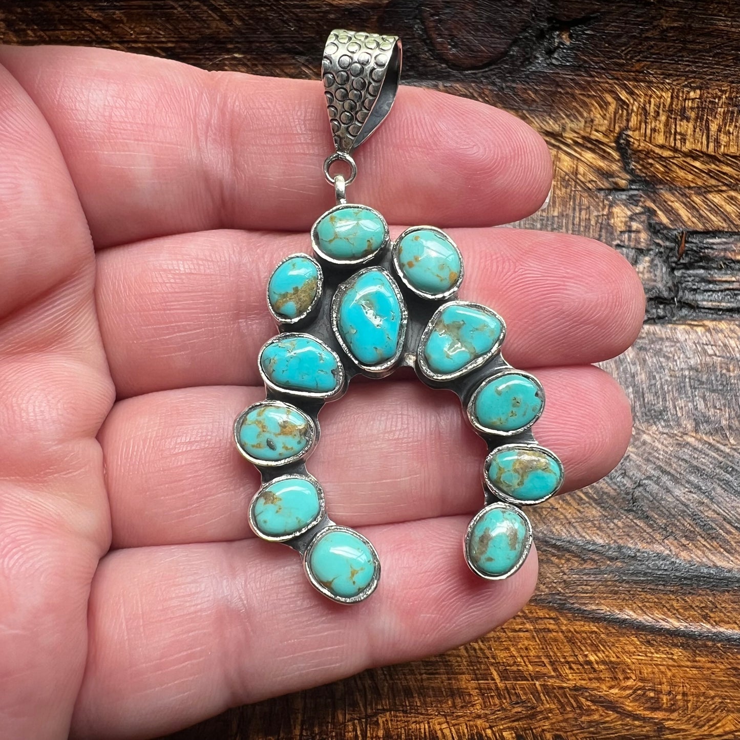 Sterling Silver Kingman Turquoise Naja Pendant