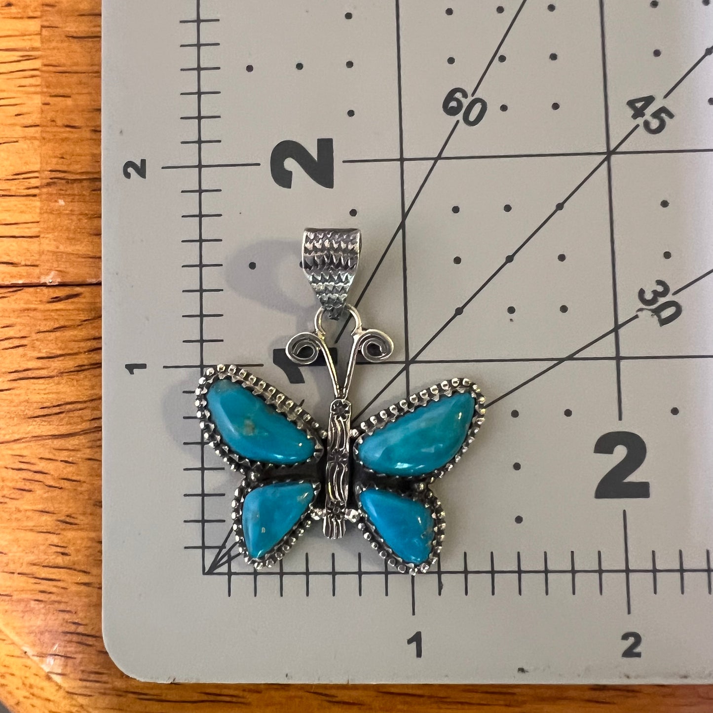 Kingman Turquoise Butterfly Pendant in Sterling Silver