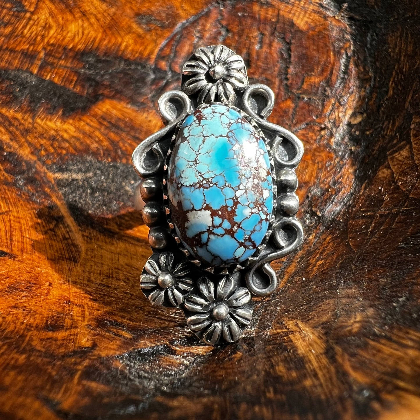 Sterling Silver & Golden Hills Turquoise Ring | Size 9 (Adjustable)