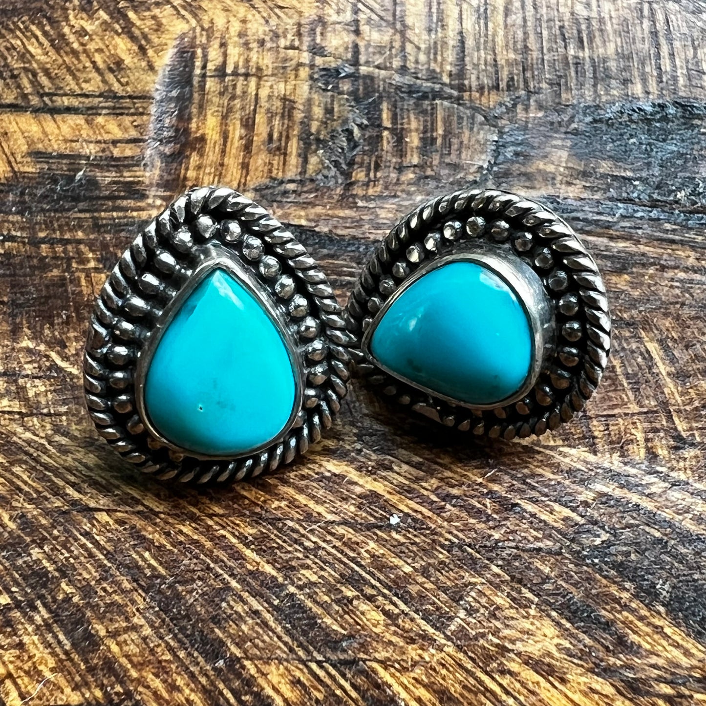 Sterling Silver & Kingman Turquoise Post Back Earrings