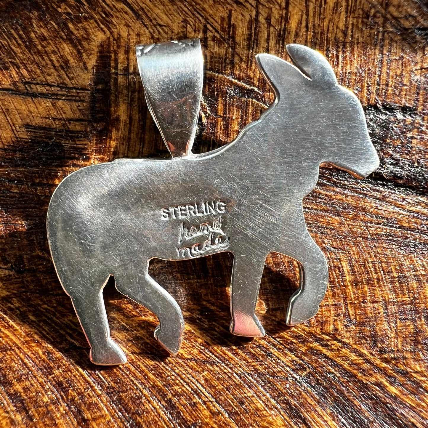 Handmade Sterling Silver Kingman Turquoise Donkey Pendant