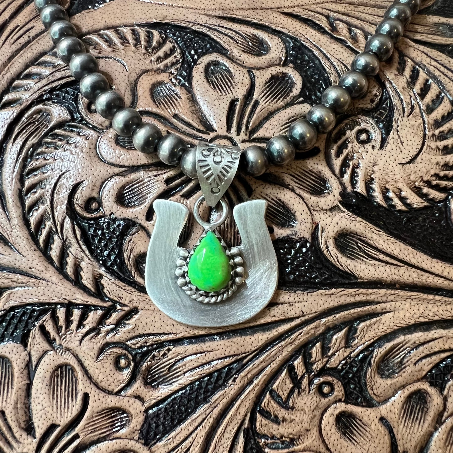 Sterling Silver Sonoran Gold Turquoise Horseshoe Pendant