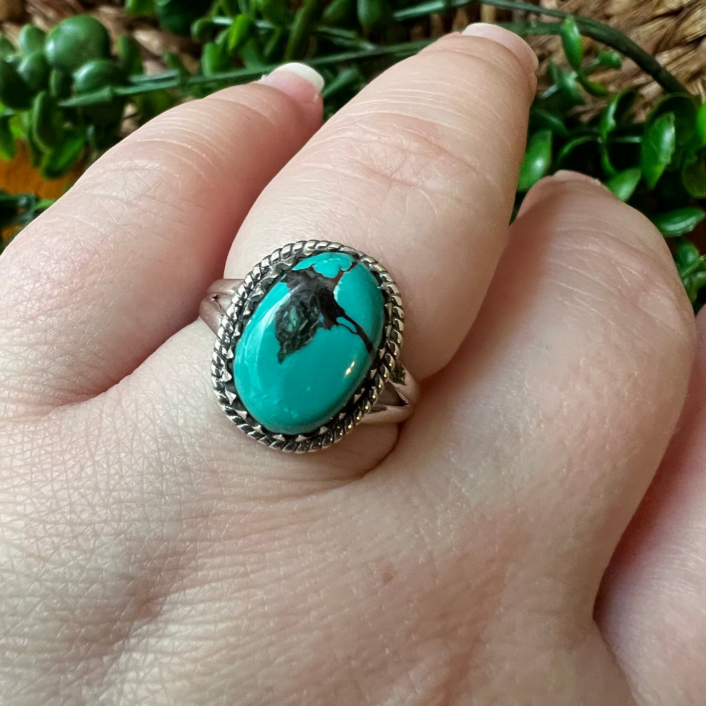 Sterling Silver Kingman Turquoise Ring Size 8
