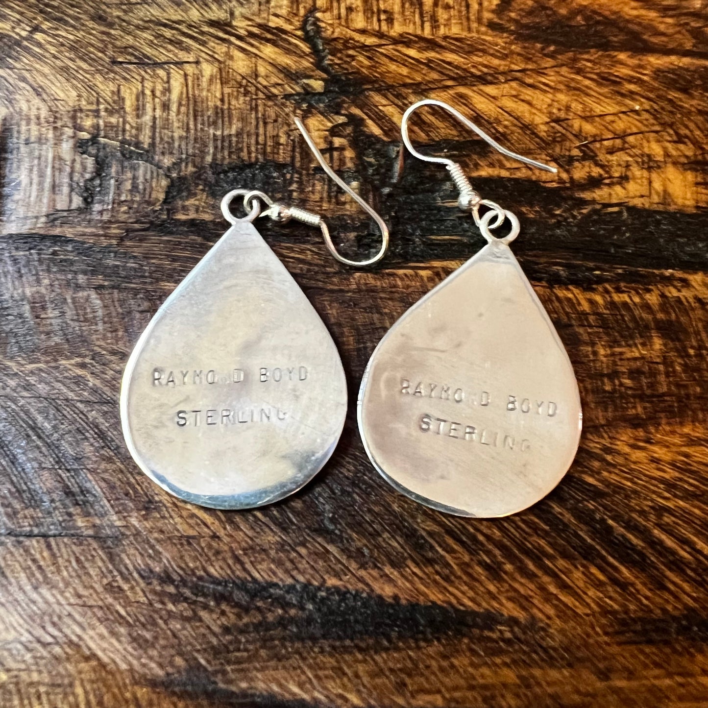 Raymond Boyd Sterling Silver Hummingbird Inlay Earrings