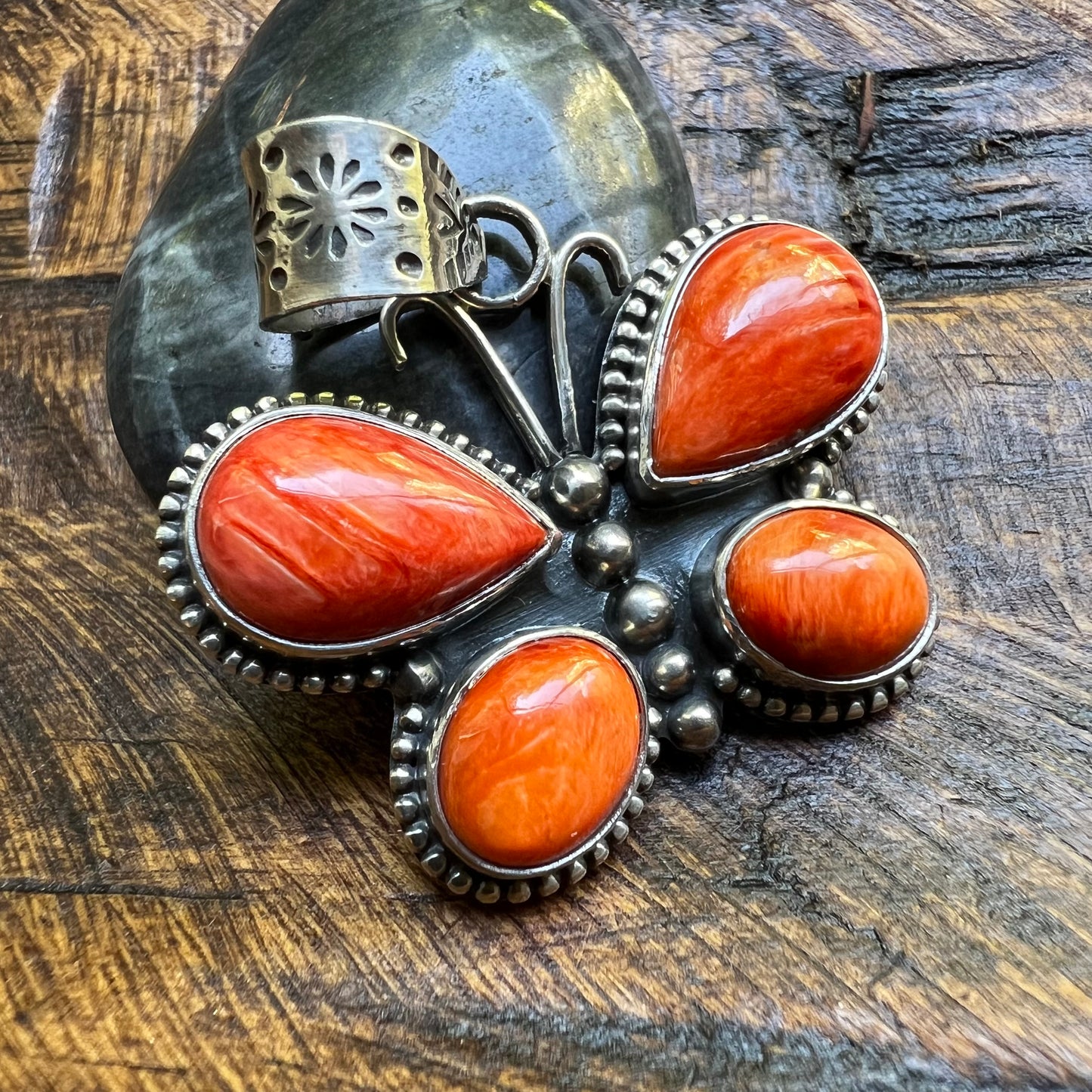 Spiny Oyster Butterfly Pendant – Sterling Silver Southwestern Statement