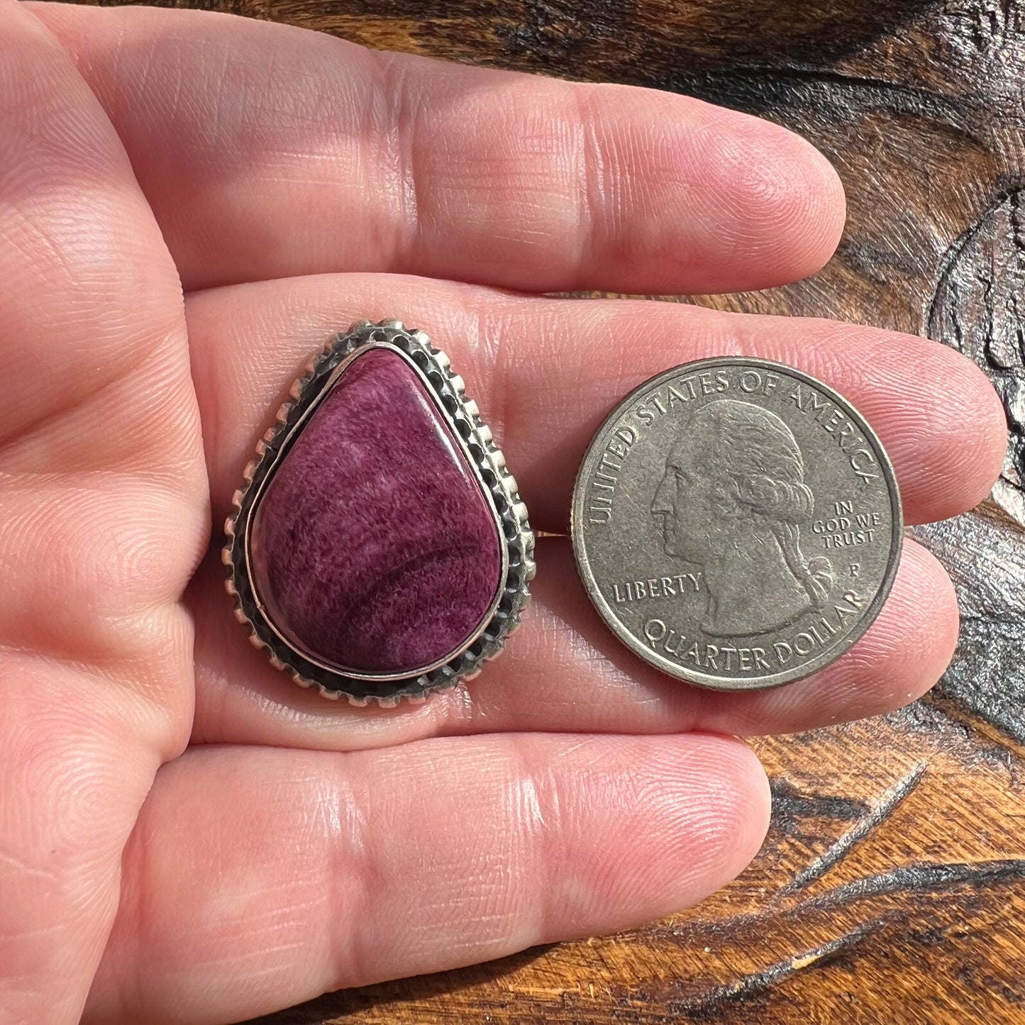 Purple Spiny Oyster Statement Ring – Size 8.5 | Sterling Silver Navajo Handmade