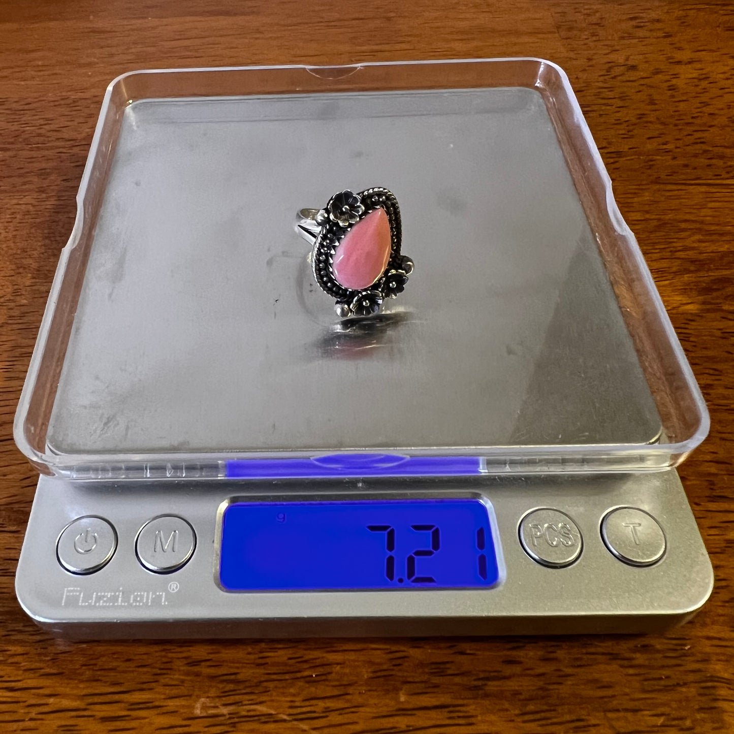 Pink Queen Conch Floral Ring – Size 7