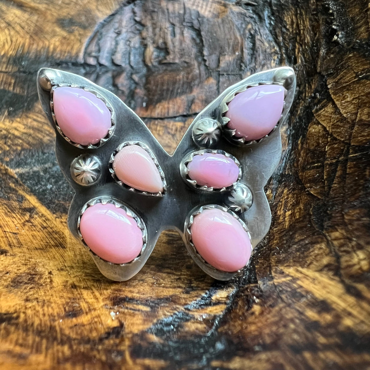 Sterling Silver Butterfly Cluster Ring – Sonoran Gold or Queen Conch