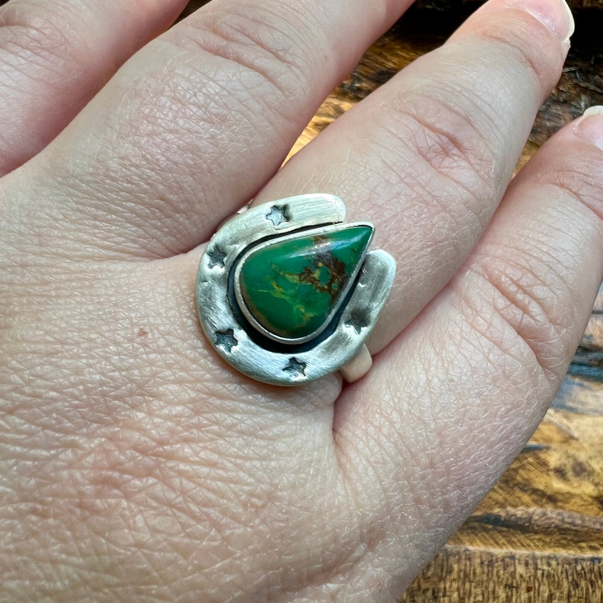 Sterling Silver Horseshoe Statement Ring – Turquoise, Spiny Oyster & Queen Conch Options