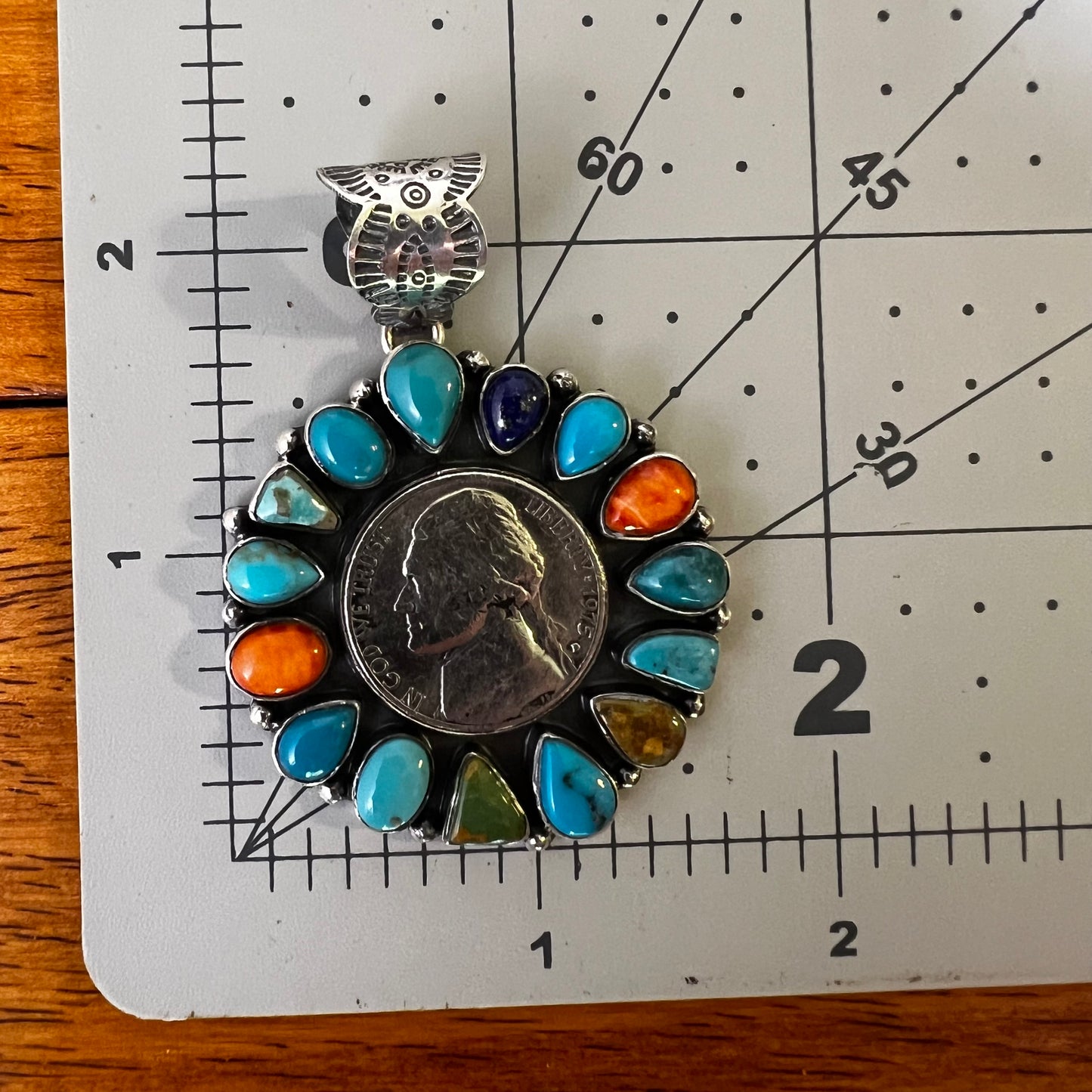 Multi-Stone Coin Cluster Sterling Silver Pendant