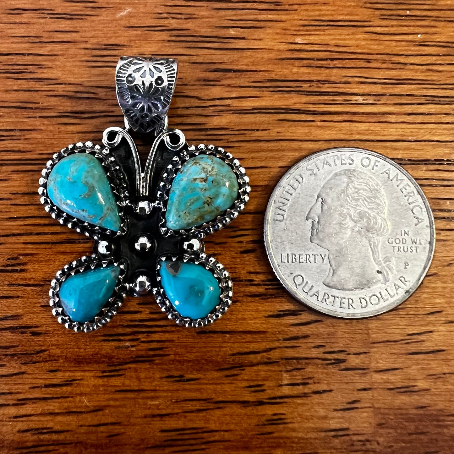 Kingman Turquoise Butterfly Pendant | Sterling Silver Southwestern