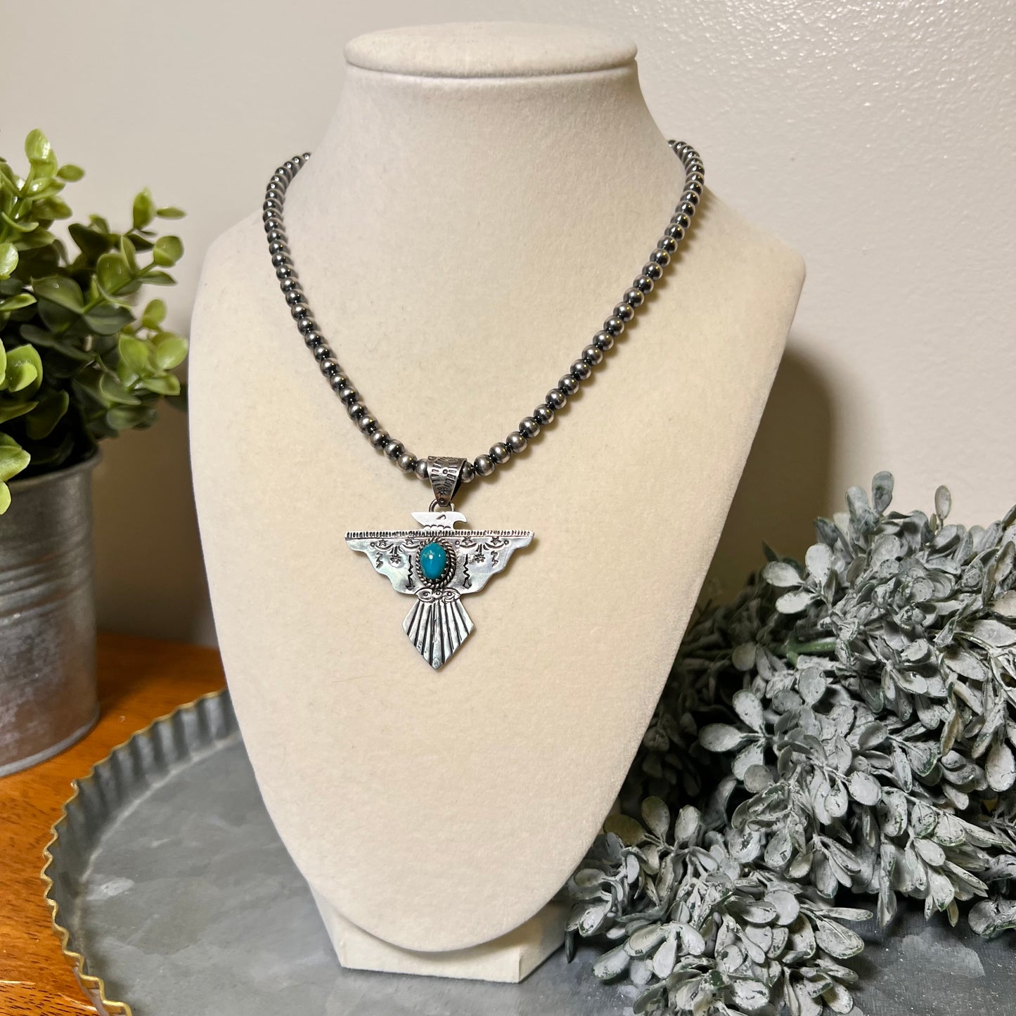 Kingman Turquoise Thunderbird Pendant