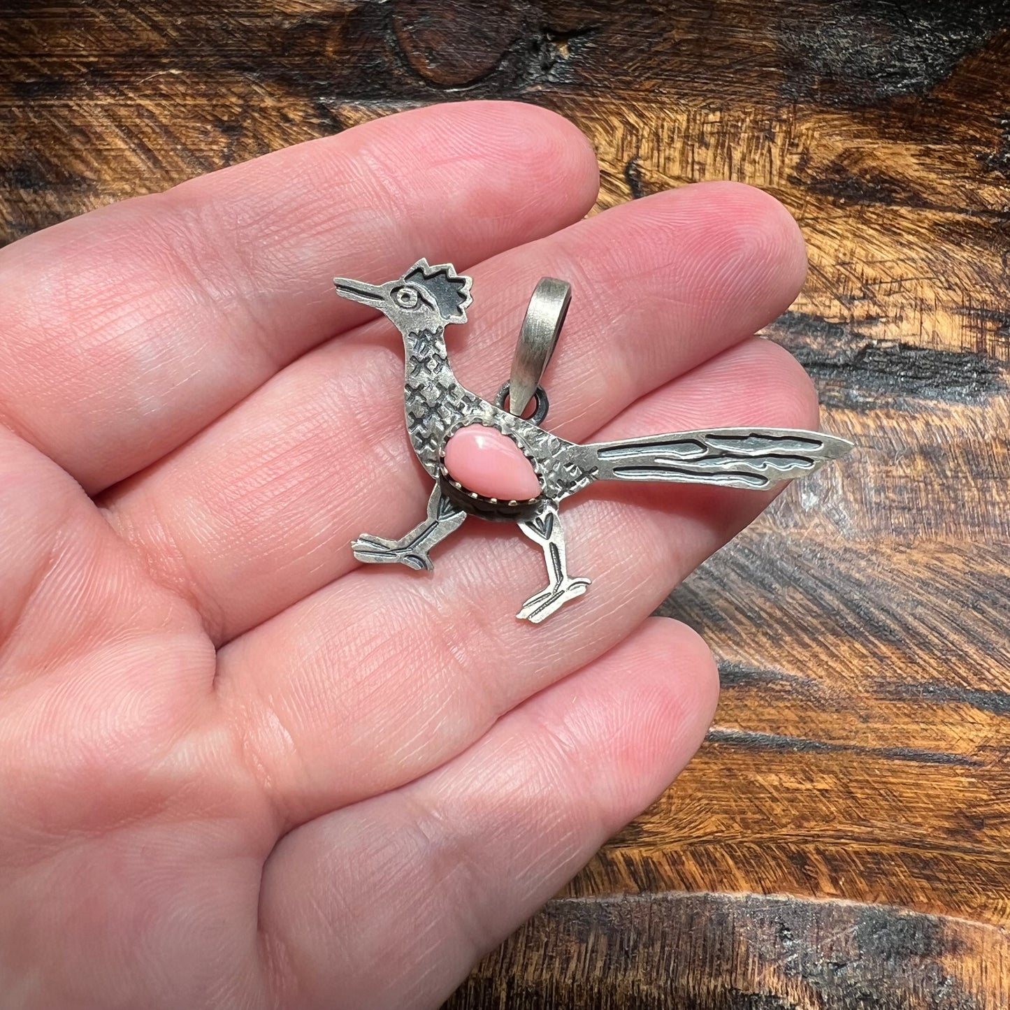 Sterling Silver Queen Conch Roadrunner Pendant