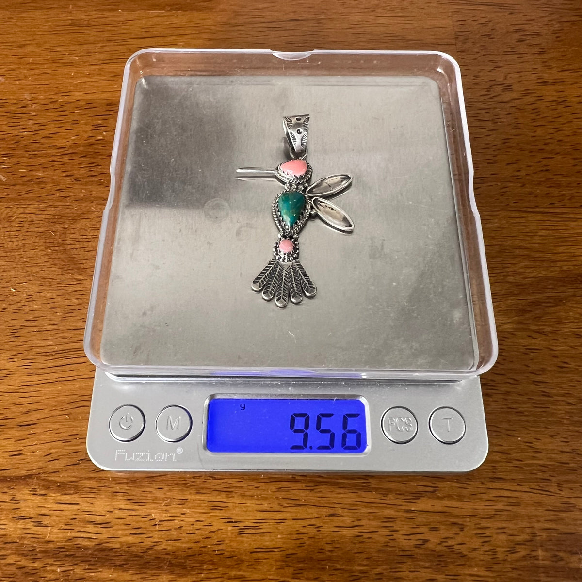 Sterling Silver Multi-Stone Hummingbird Pendant | Turquoise or Spiny Oyster