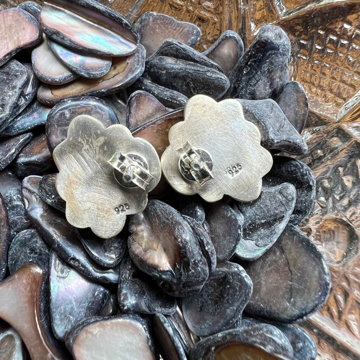 Sterling Silver Kingman Turquoise Cluster Stud Earrings