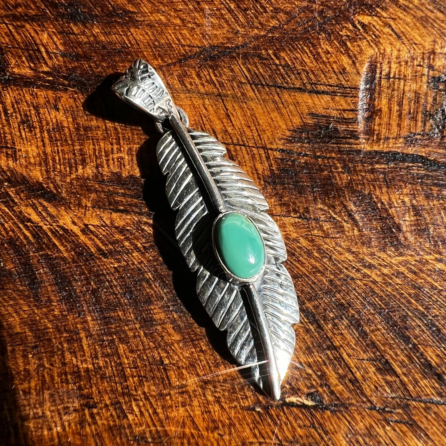 Sterling Silver | Kingman Turquoise Feather Pendant