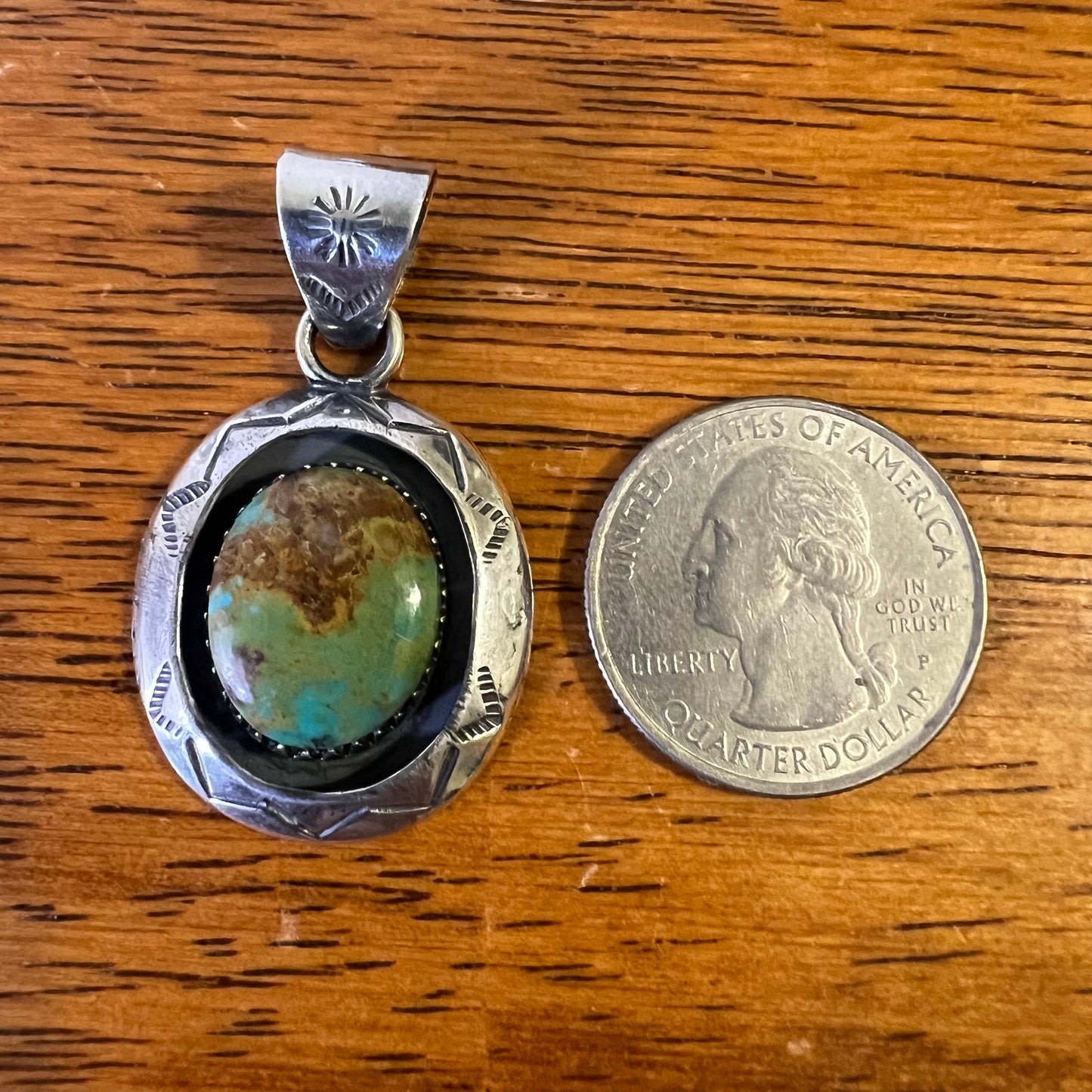 Sterling Silver Kingman Turquoise Shadowbox Pendant