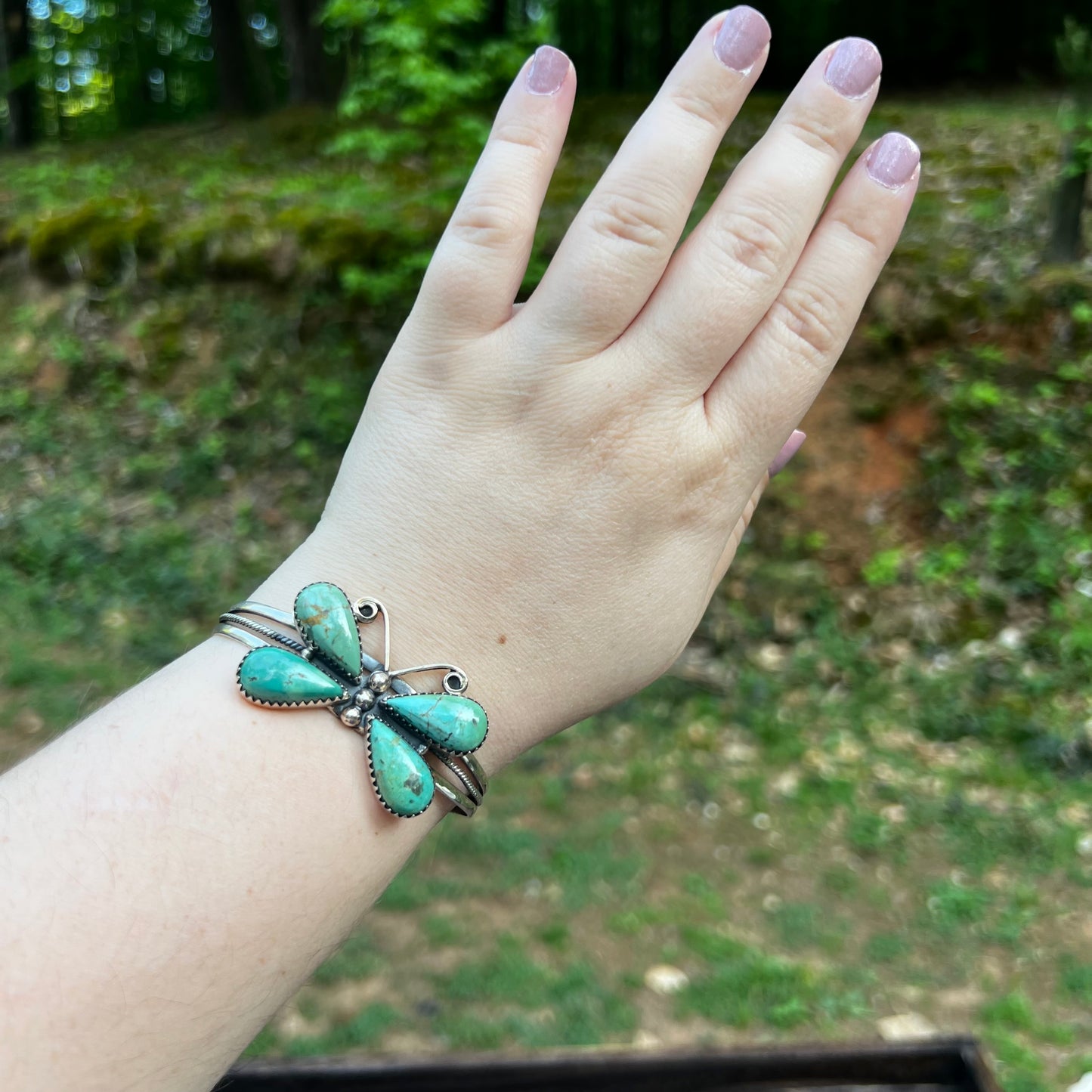 Kingman Turquoise Butterfly Cuff – Handcrafted Sterling Statement
