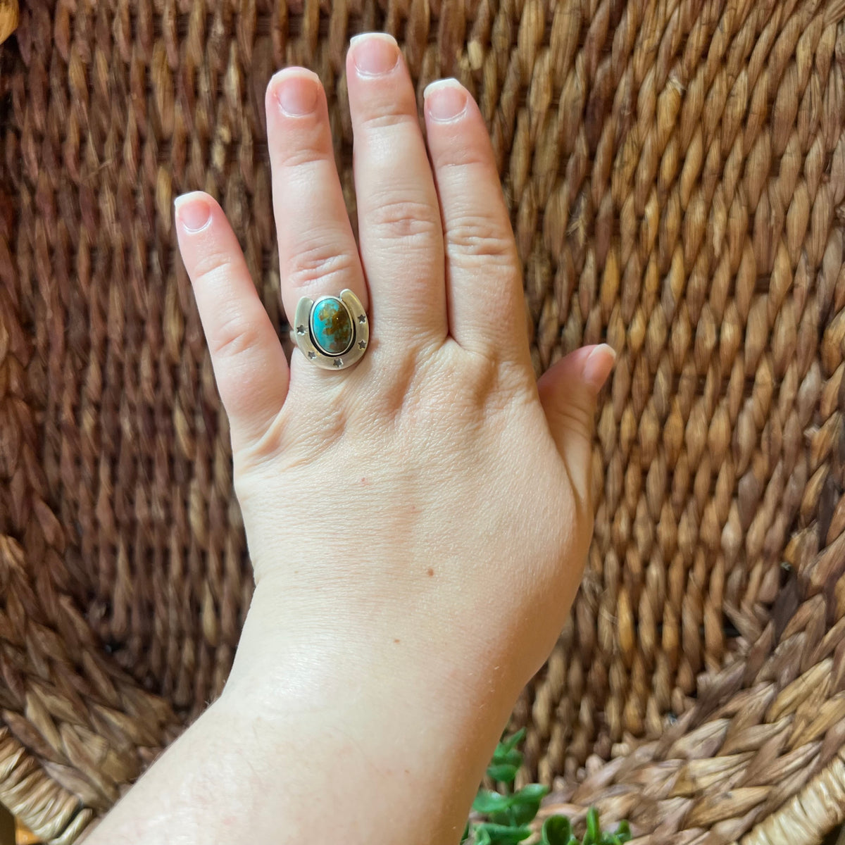 Sterling Silver Horseshoe Statement Ring – Turquoise, Spiny Oyster & Queen Conch Options