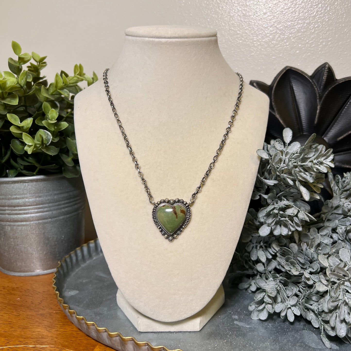 Sterling Silver Kingman Turquoise Heart Necklace