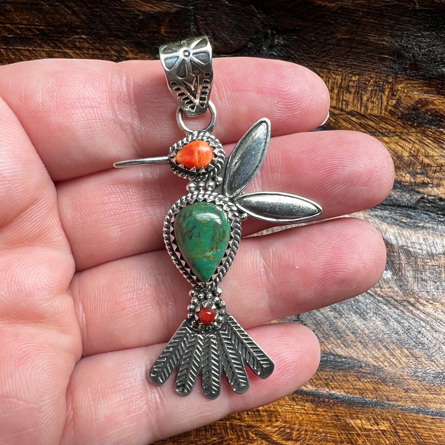 Sterling Silver Multi Stone Hummingbird Pendant