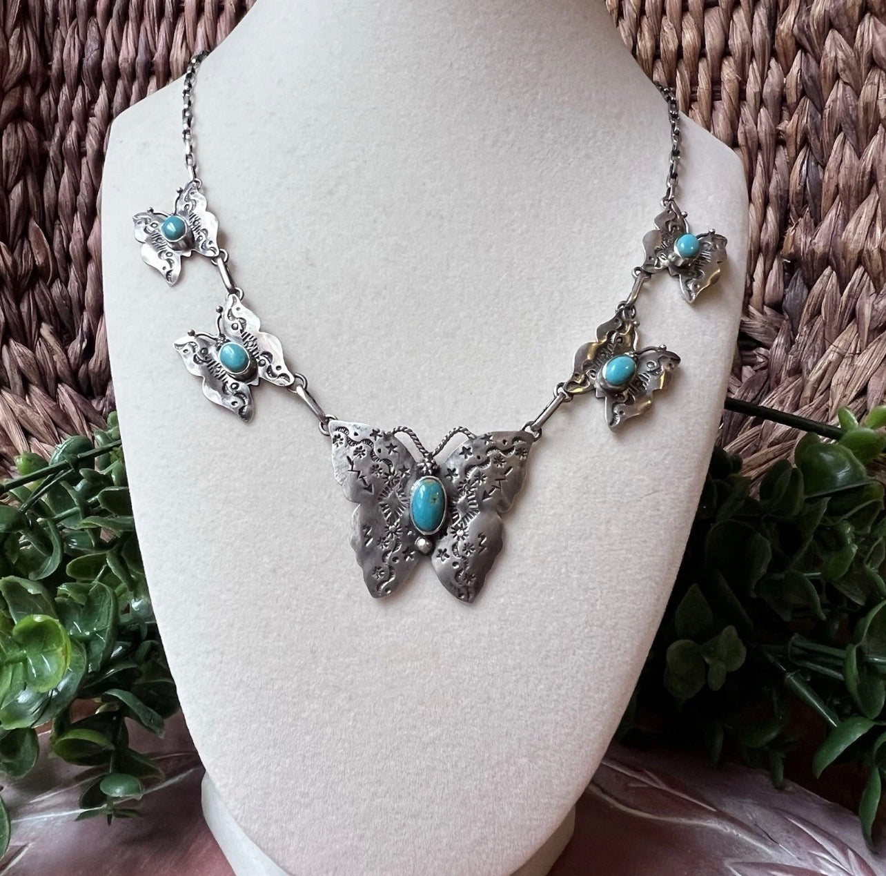 Kingman Turquoise Butterfly Station Necklace