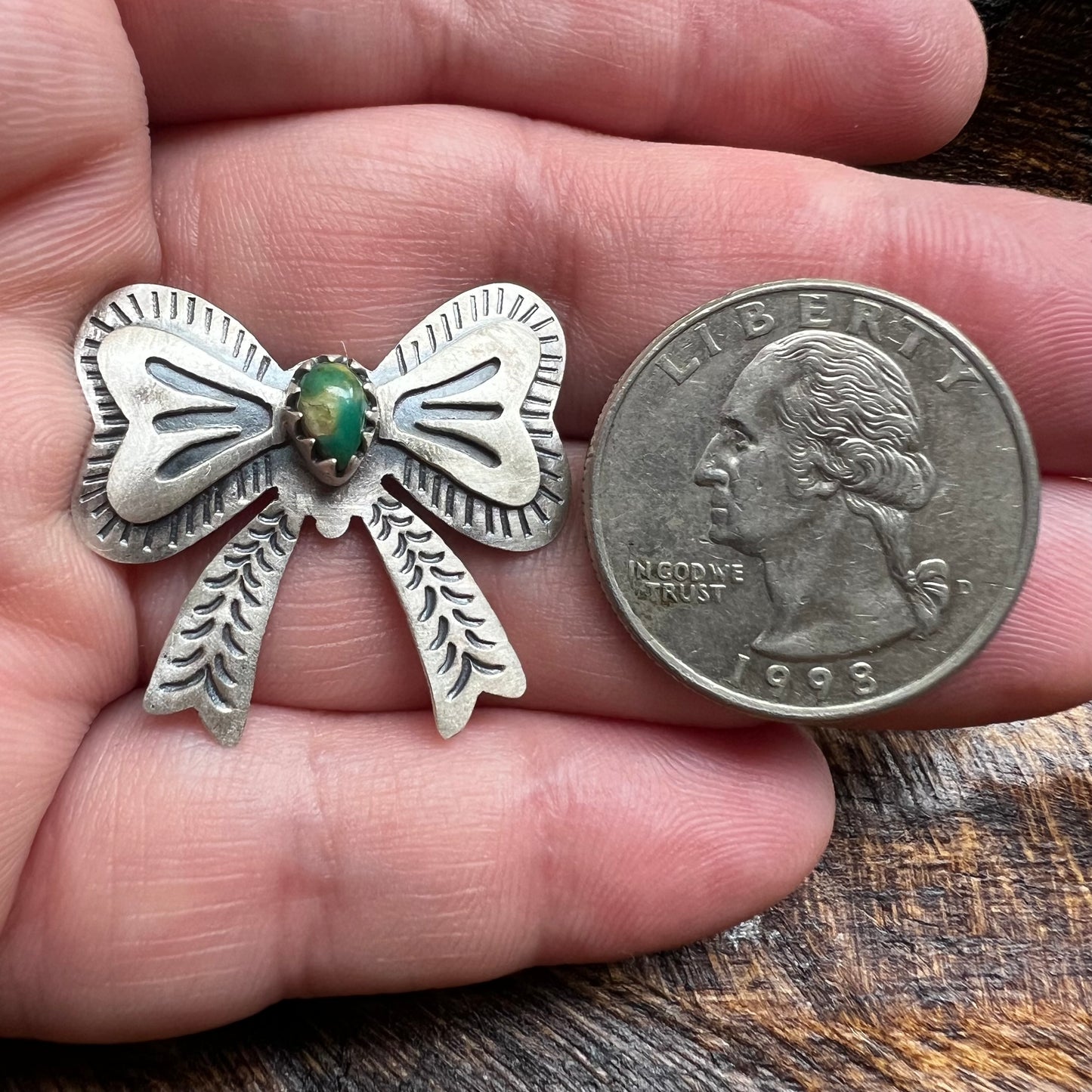 Sterling Silver Kingman Turquoise Bow Ring – Adjustable Size 10