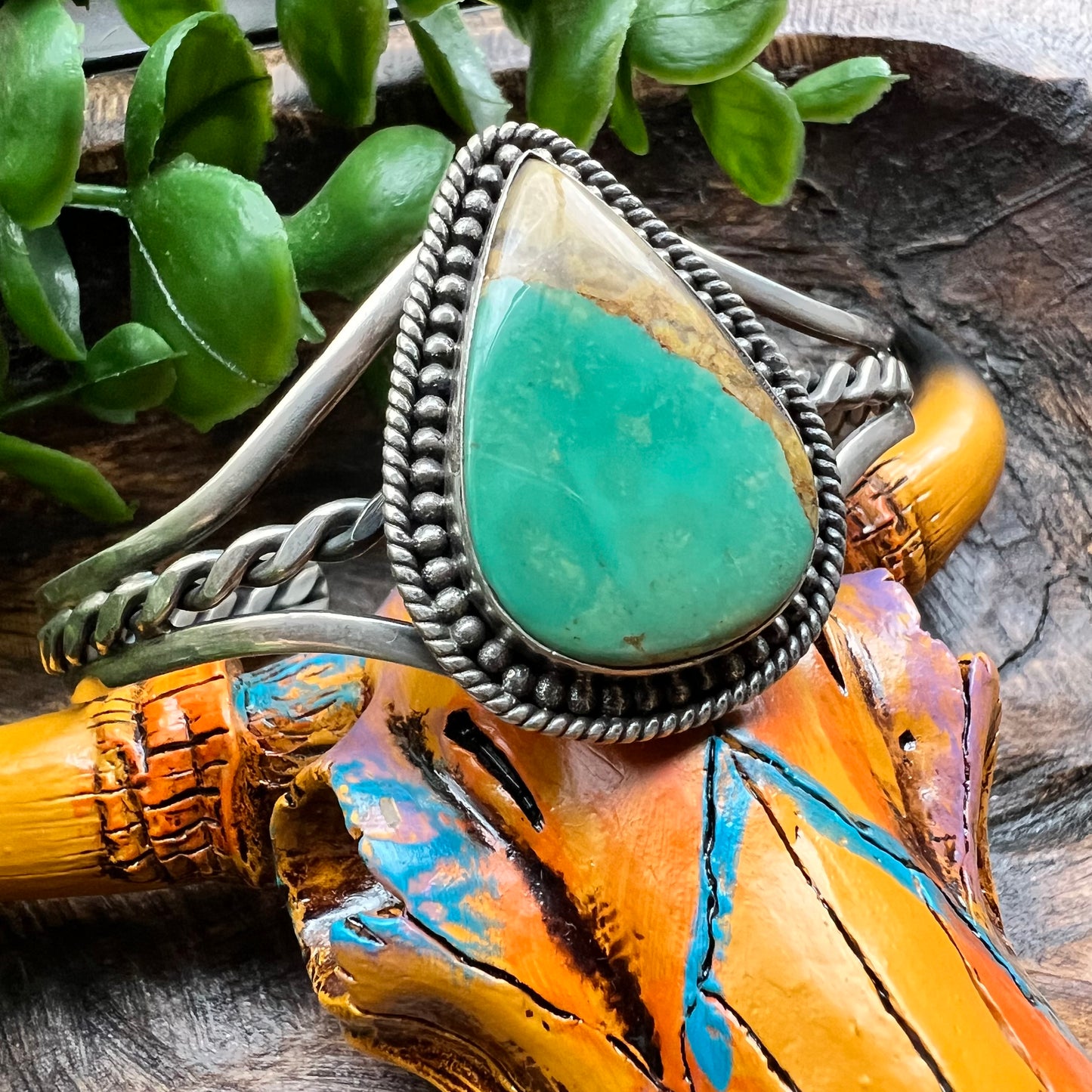 Sterling Silver & Kingman Turquoise Statement Cuff