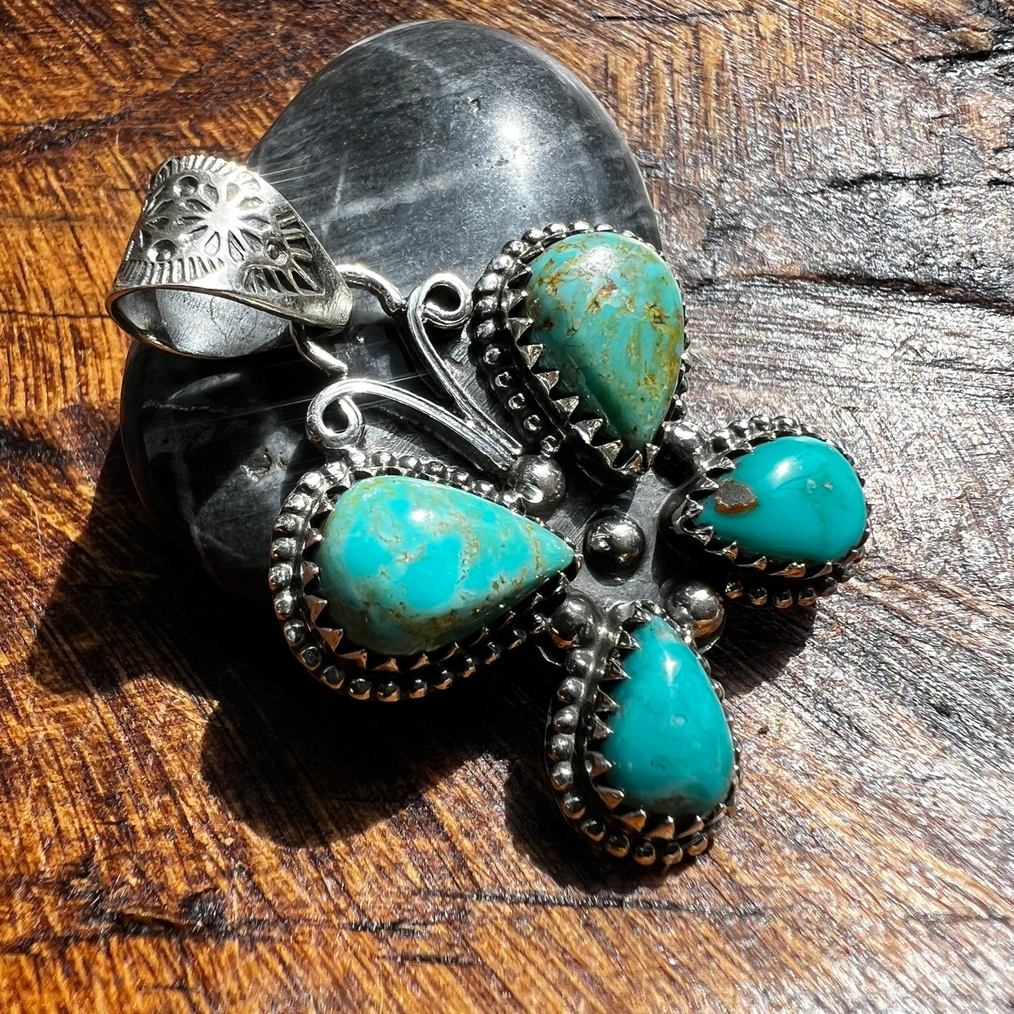 Kingman Turquoise Butterfly Pendant | Sterling Silver Southwestern
