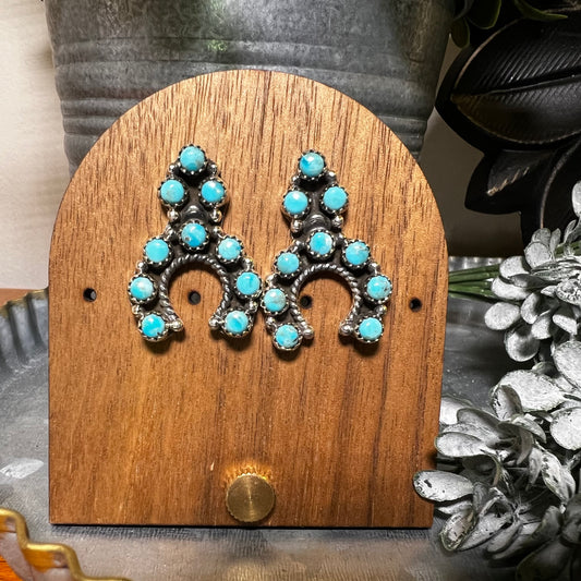 Hada Collection Kingman Turquoise Sterling Silver Naja Earrings